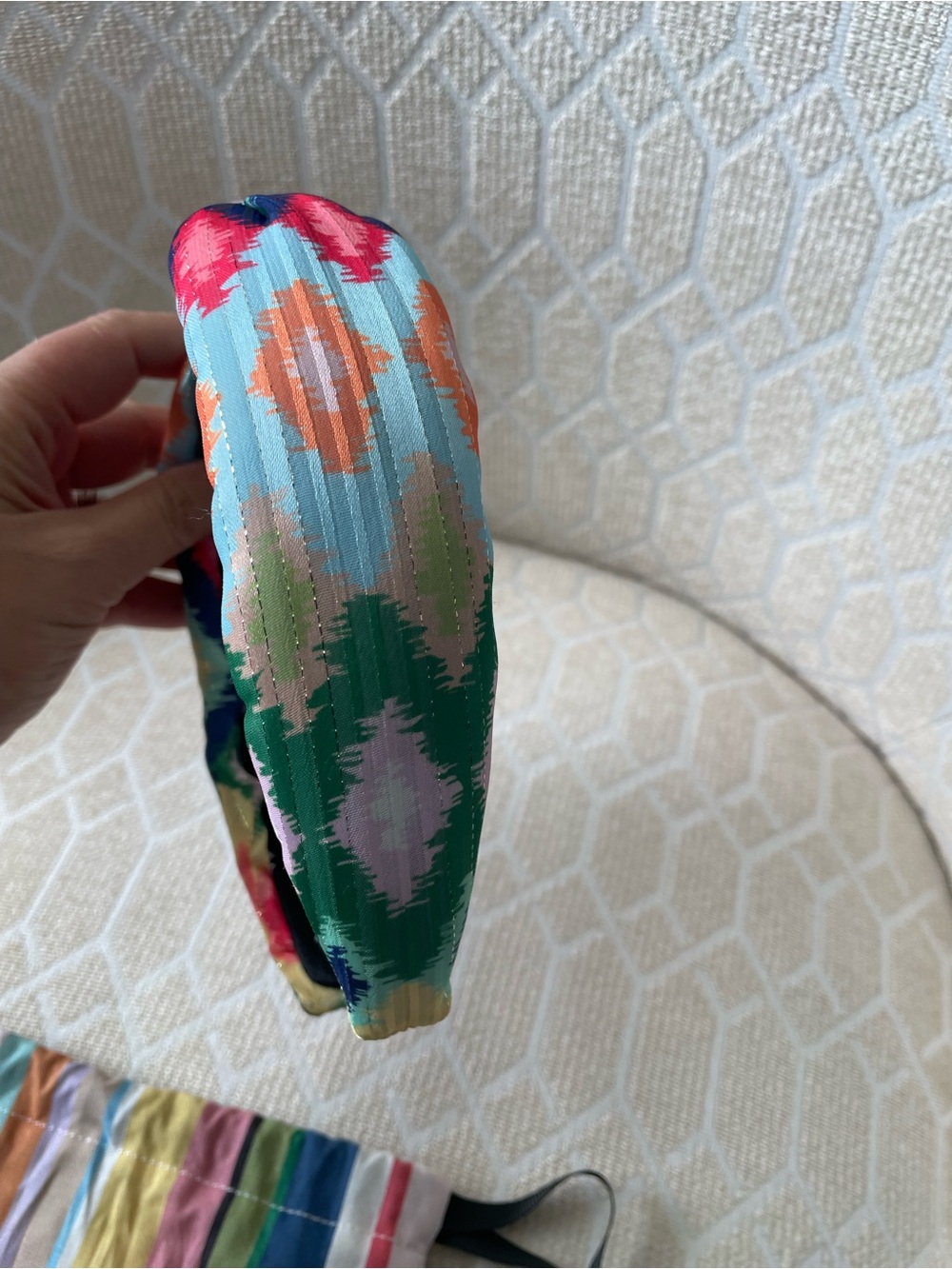Lele Sadoughi x AP Ikat Padded Headband in Green, Blue, Pink & Orange